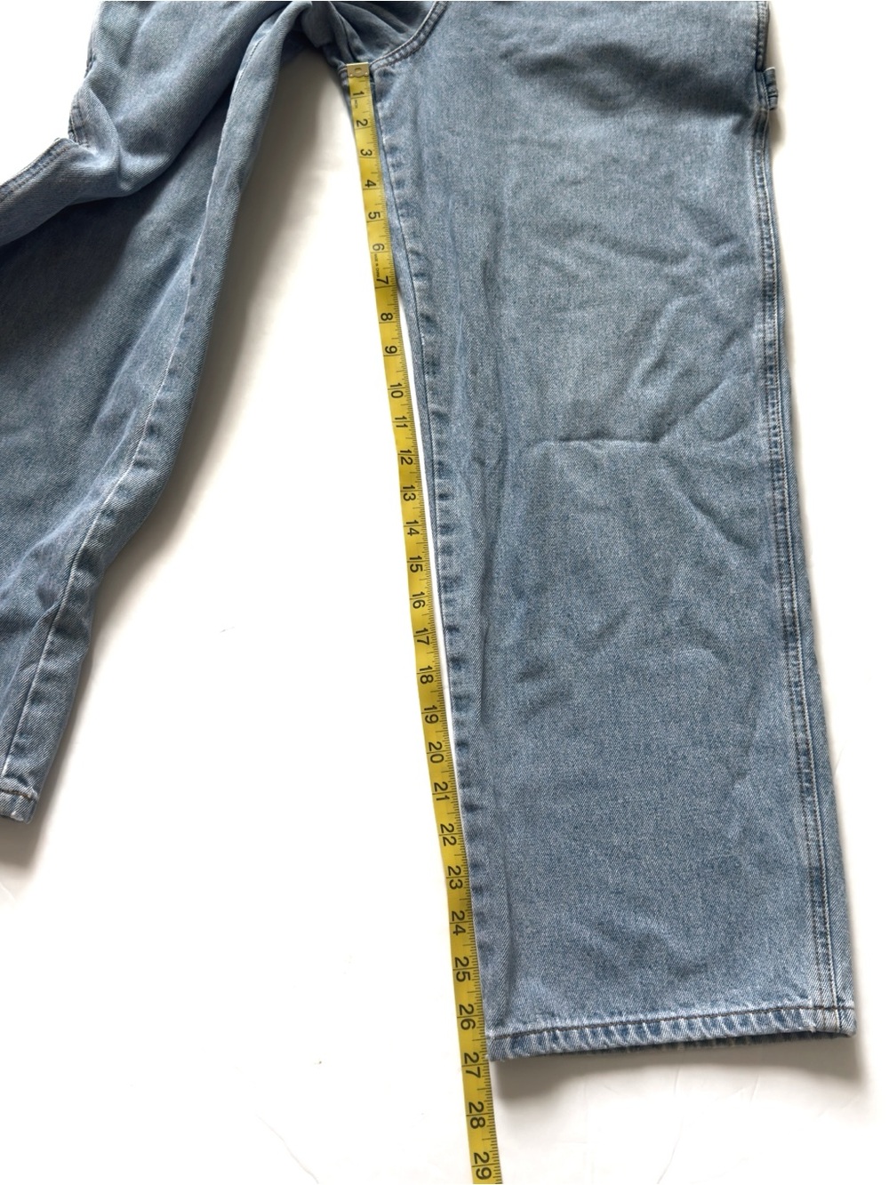 Vintage 90s Guess Denim Bib Overall Large Blue Slouchy Straight Leg Buckle Strap - Picture 12 of 16